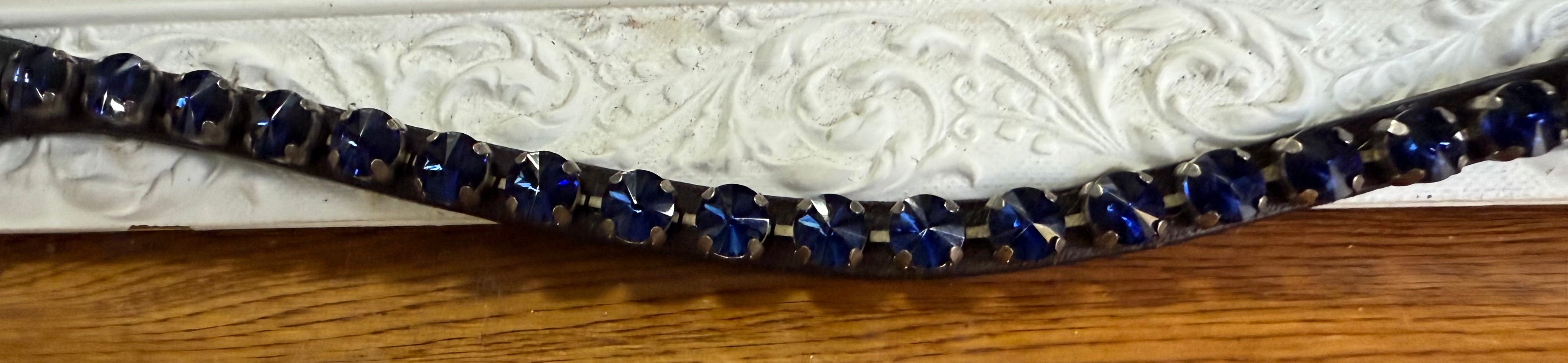 Blue Stellux Crystal Browband – Black Leather Bling | Click-On